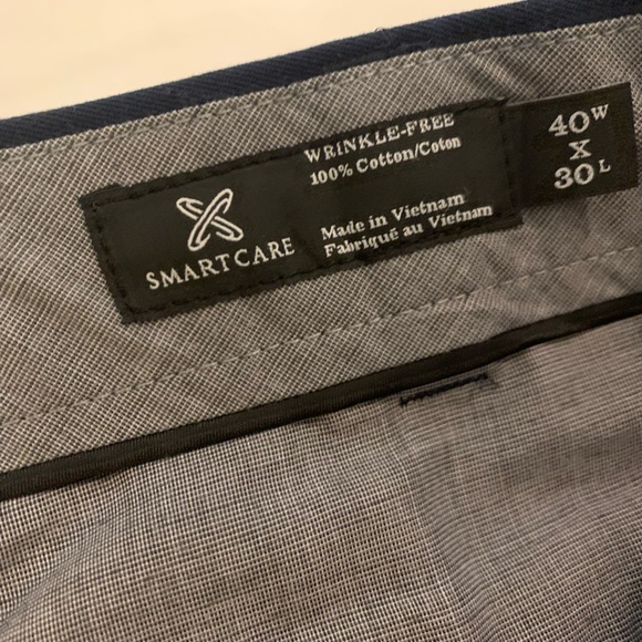 Nordstrom Men’s Navy Blue Pleated Pants 40x30 NWT Smart Care - Picture 2 of 7